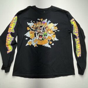 Looney Tunes‎ Graphic Print Long Sleeve Cartoon T-Shirt Black 90s